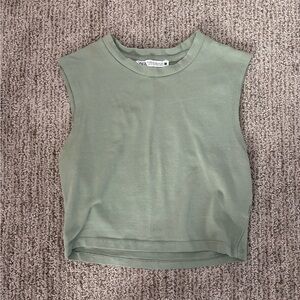 Zara Olive Sleeveless Muscle Tee